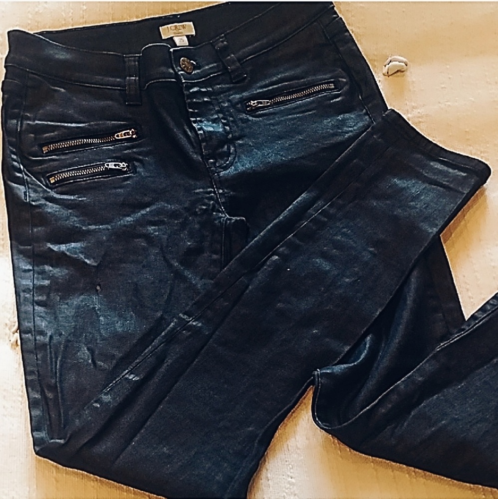 J Crew Skinny Wax Coated Jeans